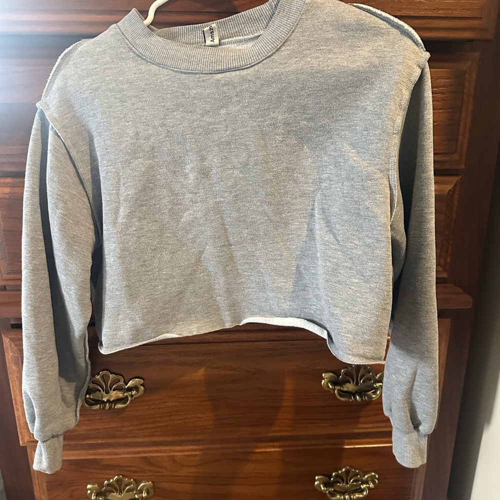 Amazon Light Gray Cropped Hoodie
